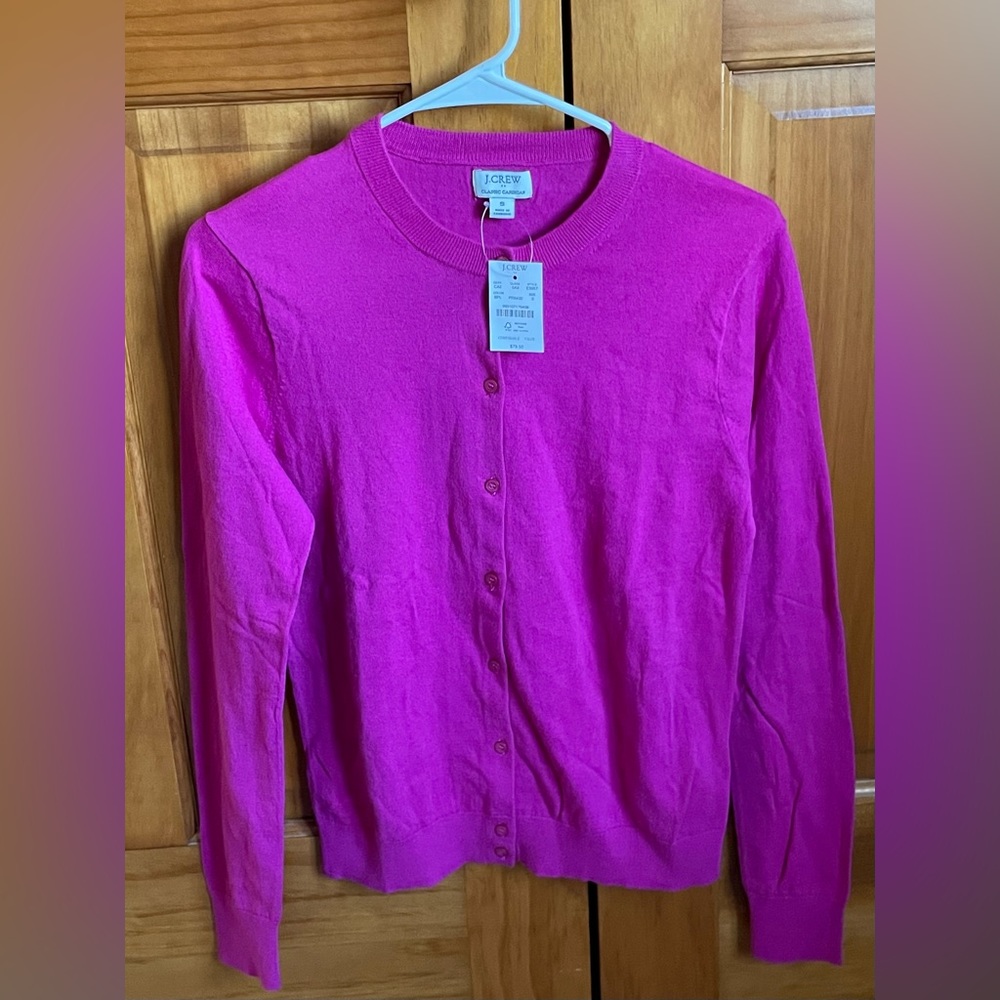 NWT J Crew Fuchsia Classic Cardigan